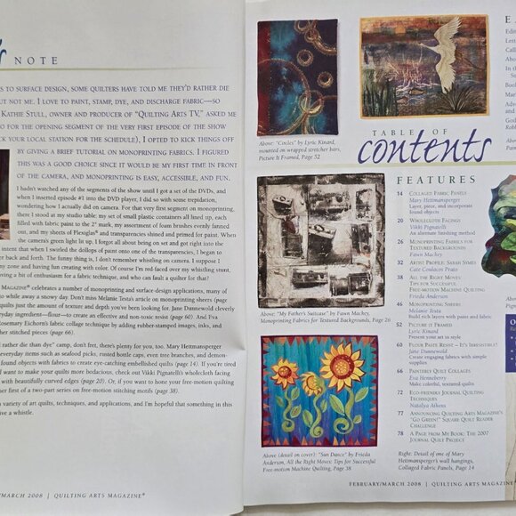 Quilting Arts Magazine February March 2008 39 tips for free motion quilting - Picture 2 of 16